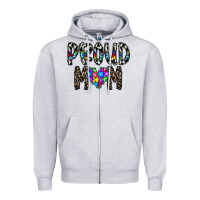 Heather Grey proud mom Zipper Hoodie - CowhideDigitalArt