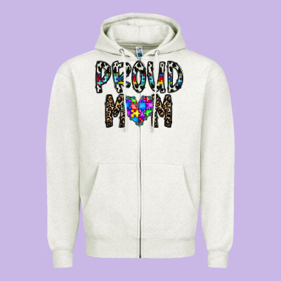 Proud Mom Zipper Hoodie Designed By Cowhidedigitalart