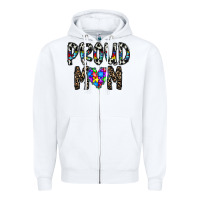 White proud mom Zipper Hoodie - CowhideDigitalArt