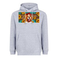 Heather Grey beagle with sunflowers license plate Heavyweight Hoodie - Artiststas