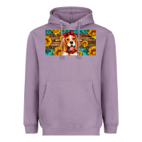 Lavender beagle with sunflowers license plate Heavyweight Hoodie - Artiststas
