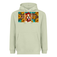 Matcha beagle with sunflowers license plate Heavyweight Hoodie - Artiststas