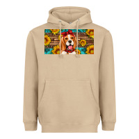 Mushroom beagle with sunflowers license plate Heavyweight Hoodie - Artiststas