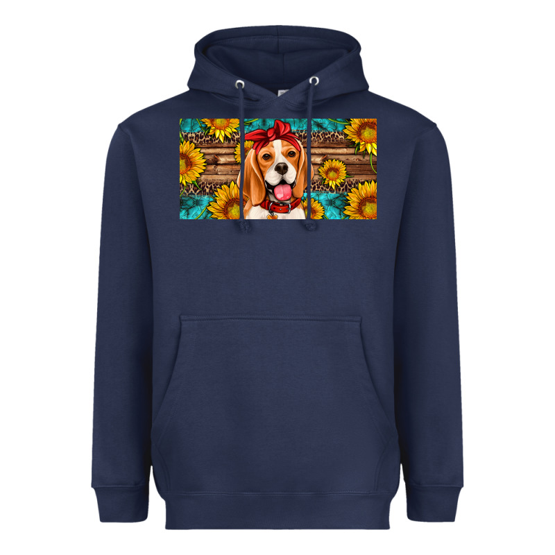 Beagle With Sunflowers License Plate Heavyweight Hoodie by Artiststas | Teevron