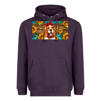 Plum beagle with sunflowers license plate Heavyweight Hoodie - Artiststas
