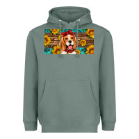 Sage beagle with sunflowers license plate Heavyweight Hoodie - Artiststas