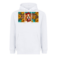 White beagle with sunflowers license plate Heavyweight Hoodie - Artiststas