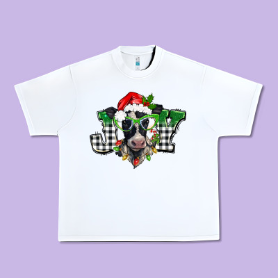Christmas Joy Black And White Cow Urban Heavy Tee Designed By Barkaloodesign