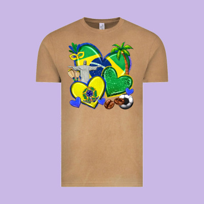 Brazil Hearts Vintage Tee Designed By Texasbilliewilder