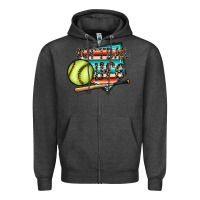 Charcoal Heather softball life Zipper Hoodie - CowhideDigitalArt