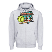 Heather Grey softball life Zipper Hoodie - CowhideDigitalArt