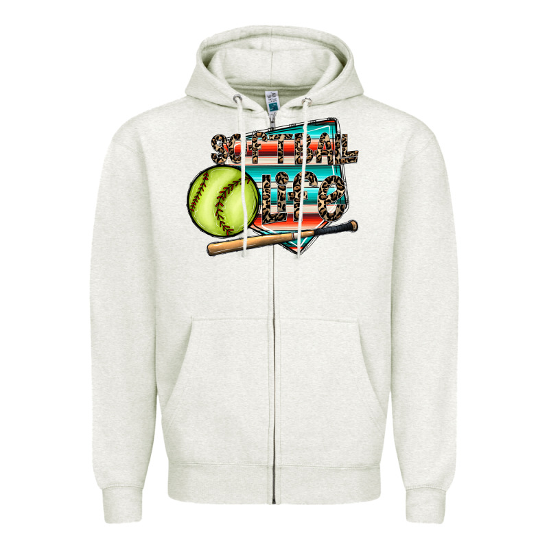 Softball Life Zipper Hoodie by CowhideDigitalArt | Teevron