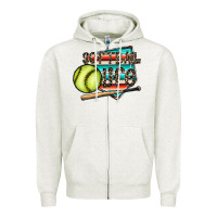 Oatmeal Heather softball life Zipper Hoodie - CowhideDigitalArt
