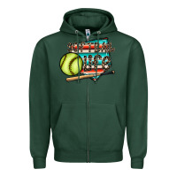 Sports Green softball life Zipper Hoodie - CowhideDigitalArt