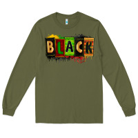 Army Green Black juneteenth Long Sleeve Tee - Zillion Design Studio