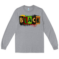 Heather Grey Black juneteenth Long Sleeve Tee - Zillion Design Studio