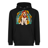 Black beagle turquoise and sunflowers rainbow Heavyweight Hoodie - Artiststas