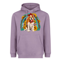 Lavender beagle turquoise and sunflowers rainbow Heavyweight Hoodie - Artiststas