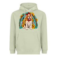 Matcha beagle turquoise and sunflowers rainbow Heavyweight Hoodie - Artiststas