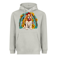 Moon Dust beagle turquoise and sunflowers rainbow Heavyweight Hoodie - Artiststas