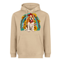 Mushroom beagle turquoise and sunflowers rainbow Heavyweight Hoodie - Artiststas
