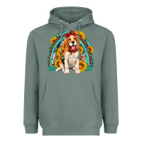 Sage beagle turquoise and sunflowers rainbow Heavyweight Hoodie - Artiststas