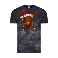 Cloud Black Christmas baby red angus calf with lights Vintage Tee - RanaPortraitStore