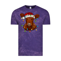 Cloud Purple Christmas baby red angus calf with lights Vintage Tee - RanaPortraitStore