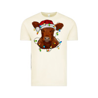 Vintage Arctic Christmas baby red angus calf with lights Vintage Tee - RanaPortraitStore