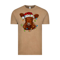 Vintage Coffee Christmas baby red angus calf with lights Vintage Tee - RanaPortraitStore