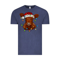 Christmas Baby Red Angus Calf With Lights Vintage Tee | Teevron