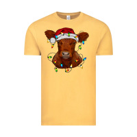 Vintage Mustard Christmas baby red angus calf with lights Vintage Tee - RanaPortraitStore