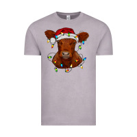Vintage Zinc Christmas baby red angus calf with lights Vintage Tee - RanaPortraitStore