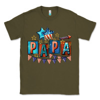 Army Green American Papa 4th of july Classic Tee - CowGirlArtShop