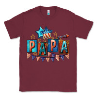 Burgundy American Papa 4th of july Classic Tee - CowGirlArtShop