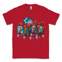Red American Papa 4th of july Classic Tee - CowGirlArtShop