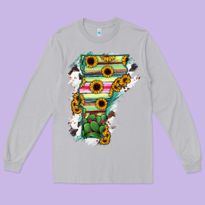 Vermont State Map Long Sleeve Tee Designed By Ranaportraitstore