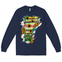 Navy Vermont State Map Long Sleeve Tee - RanaPortraitStore