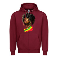 Burgundy juneteenth black women Zipper Hoodie - HRA Design Shop