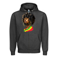 Charcoal Heather juneteenth black women Zipper Hoodie - HRA Design Shop