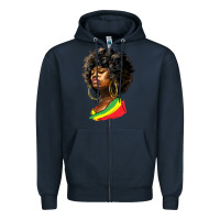 Navy juneteenth black women Zipper Hoodie - HRA Design Shop