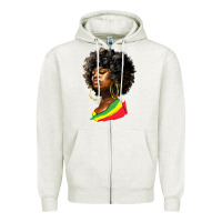 Oatmeal Heather juneteenth black women Zipper Hoodie - HRA Design Shop