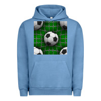 Pigment Pebble Blue soccer ball with goal nets seamless pattern Urban Hoodie - BundleAndBundleShop