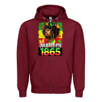Burgundy juneteenth 1865 black freedom Zipper Hoodie - HRA Design Shop