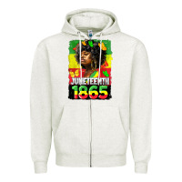 Oatmeal Heather juneteenth 1865 black freedom Zipper Hoodie - HRA Design Shop