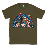Army Green American rainbow 4th of july Classic Tee - CowGirlArtShop