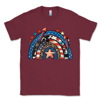 Burgundy American rainbow 4th of july Classic Tee - CowGirlArtShop