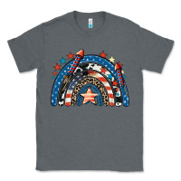 Charcoal Heather American rainbow 4th of july Classic Tee - CowGirlArtShop