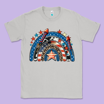 American Rainbow 4th Of July Classic Tee Designed By Cowgirlartshop