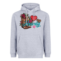 Heather Grey valentines day howdy and boots Heavyweight Hoodie - AdoDesignShop